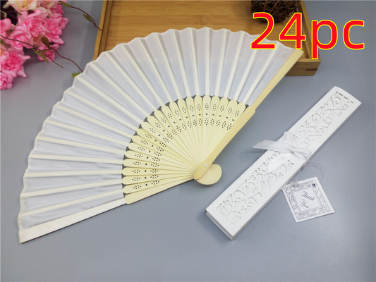 6 Inch Cloth Face Small Fan Multi Color Box Wedding Companion Gift Invitation Souvenir