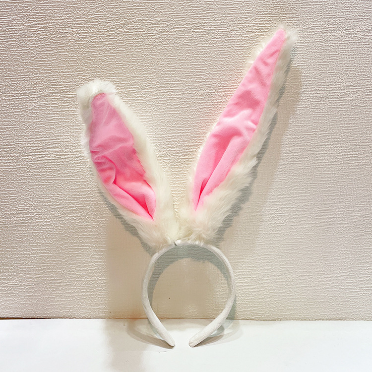 Cute Cartoon Plush Long Rabbit Ears Hair Hoop Female Online Influencer Face Wash Hair Band