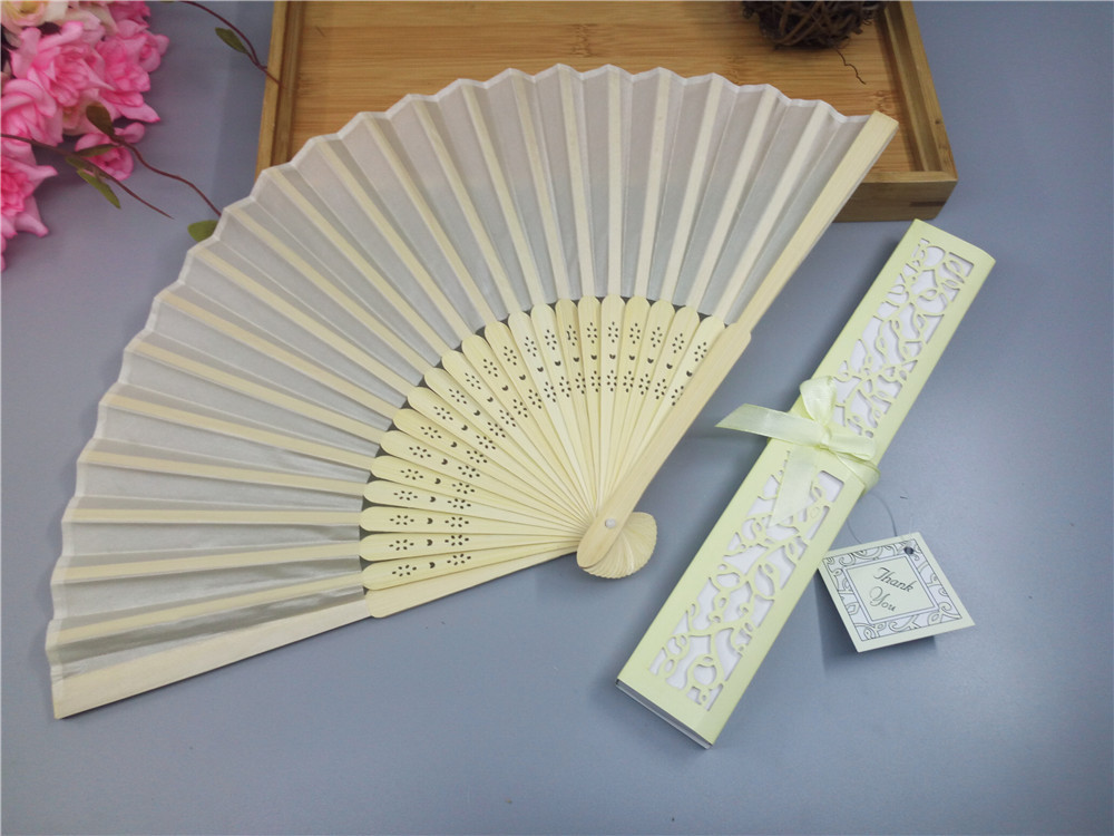 6 Inch Cloth Face Small Fan Multi Color Box Wedding Companion Gift Invitation Souvenir