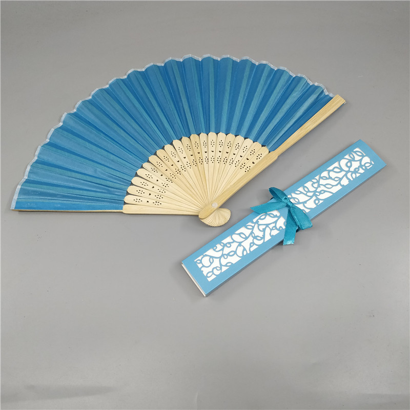 6 Inch Cloth Face Small Fan Multi Color Box Wedding Companion Gift Invitation Souvenir