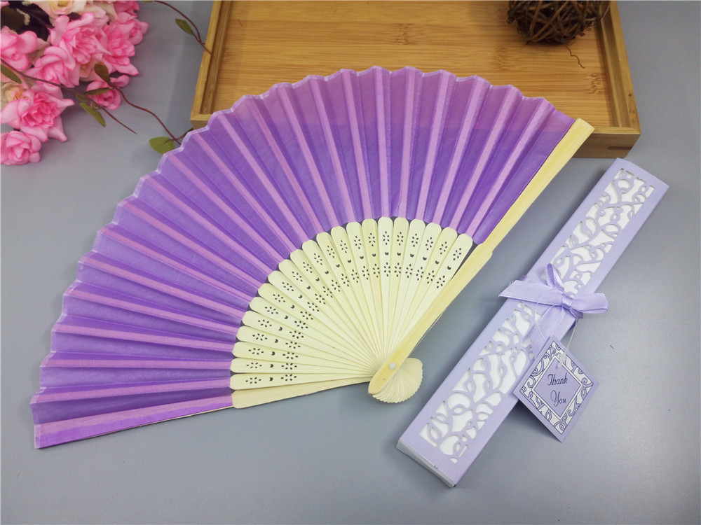 6 Inch Cloth Face Small Fan Multi Color Box Wedding Companion Gift Invitation Souvenir