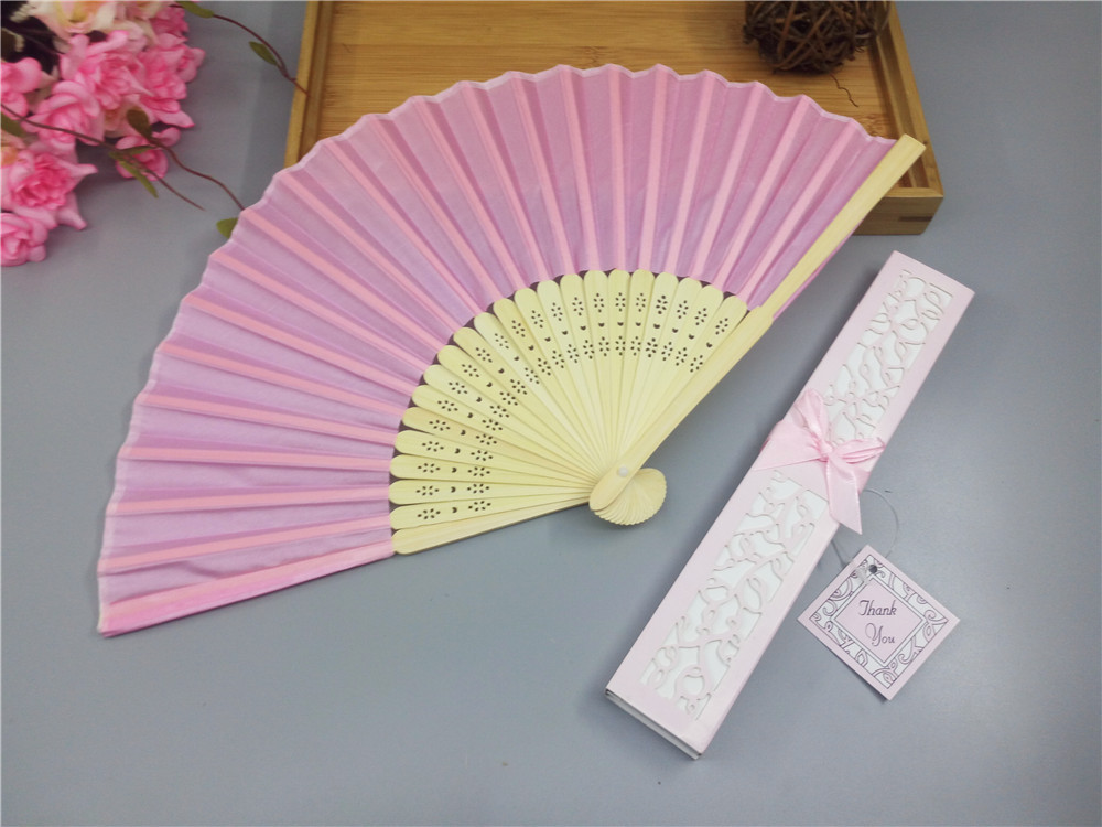 6 Inch Cloth Face Small Fan Multi Color Box Wedding Companion Gift Invitation Souvenir