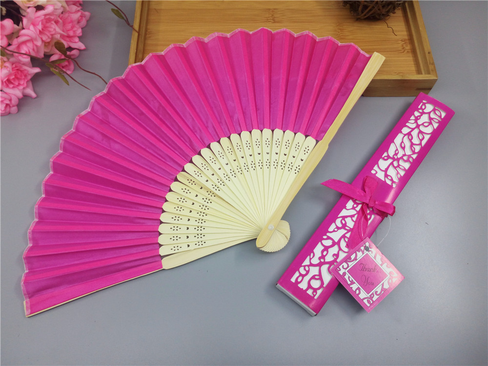 6 Inch Cloth Face Small Fan Multi Color Box Wedding Companion Gift Invitation Souvenir