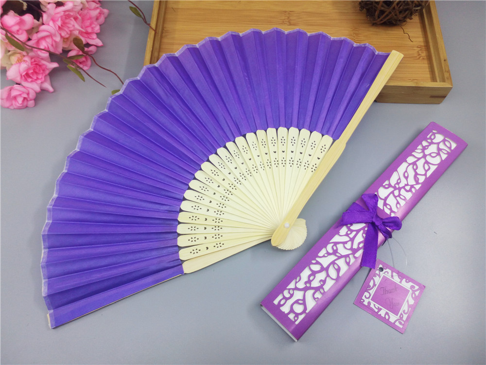 6 Inch Cloth Face Small Fan Multi Color Box Wedding Companion Gift Invitation Souvenir