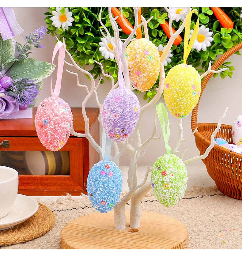 6 PCS Easter foam Egg Pendant Festival Home Party Scene