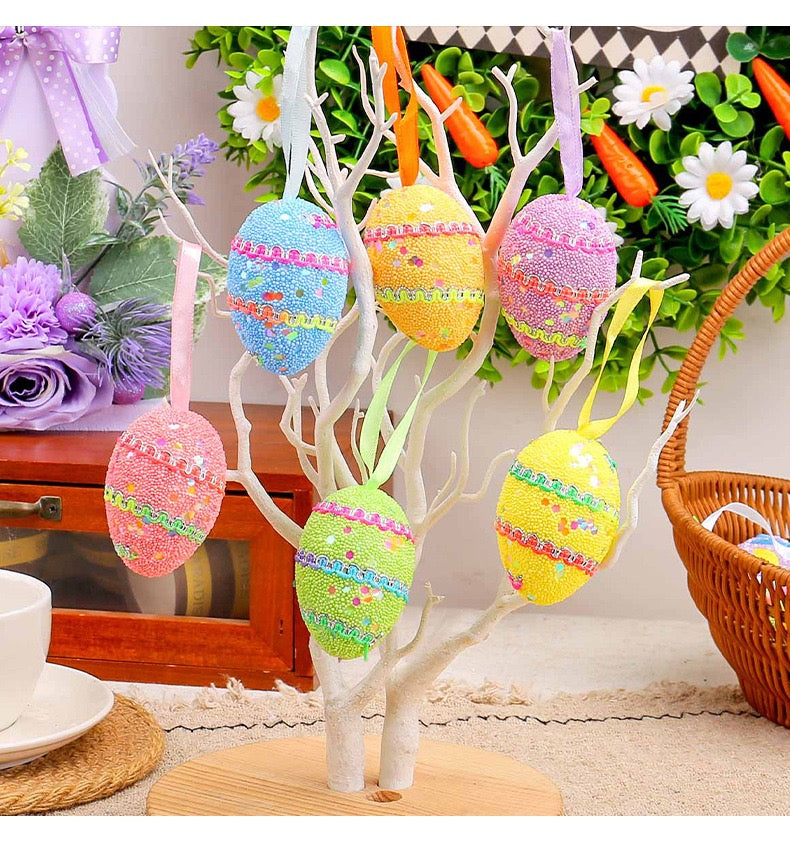 6 PCS Easter foam Egg Pendant Festival Home Party Scene