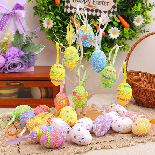 6 PCS Easter foam Egg Pendant Festival Home Party Scene