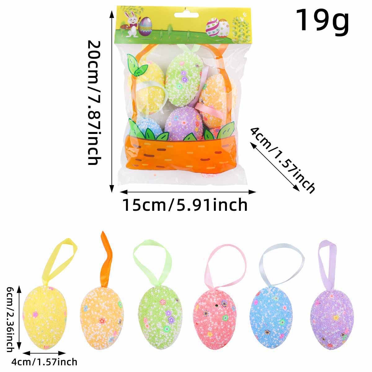 6 PCS Easter foam Egg Pendant Festival Home Party Scene