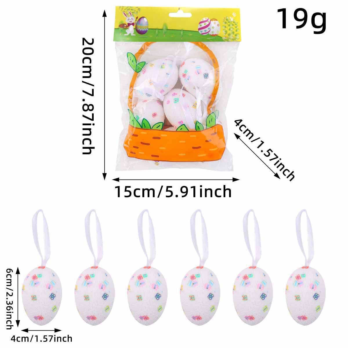 6 PCS Easter foam Egg Pendant Festival Home Party Scene