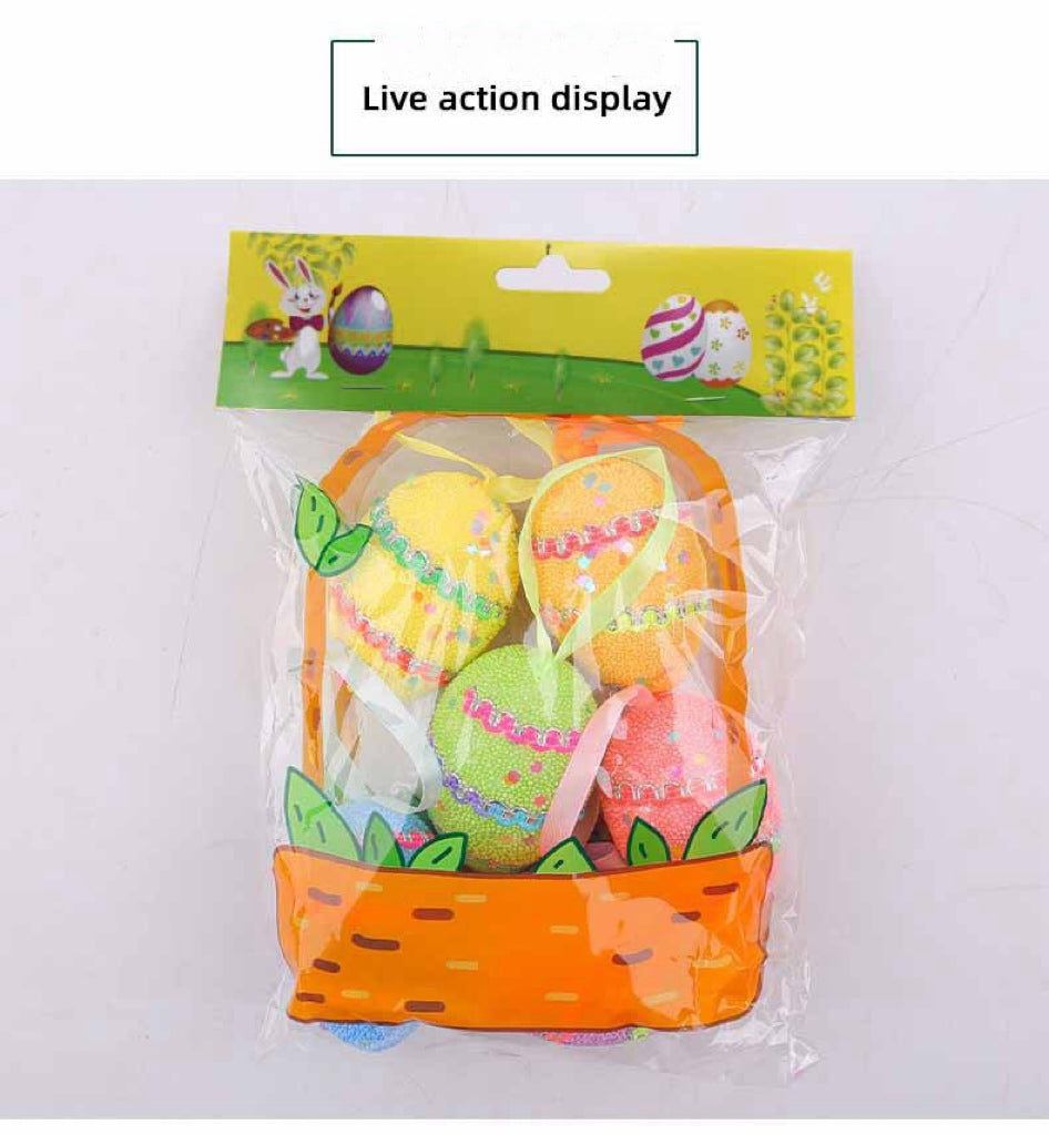 6 PCS Easter foam Egg Pendant Festival Home Party Scene