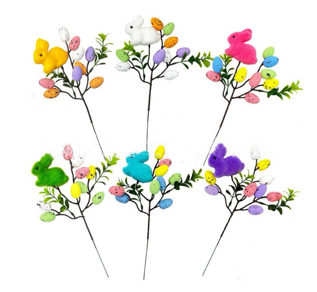 Easter egg rabbit cuttings foam spot egg flocking rabbit flowers festival party decoration plug-in