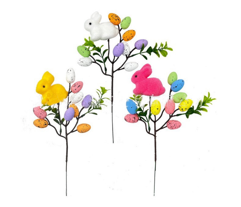 Easter egg rabbit cuttings foam spot egg flocking rabbit flowers festival party decoration plug-in