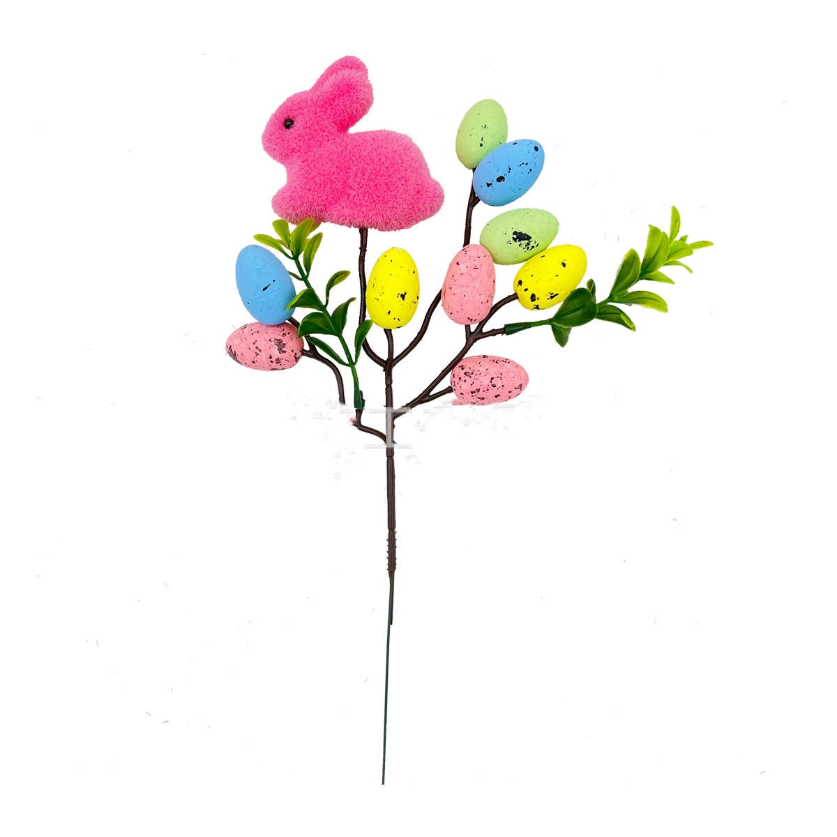 Easter egg rabbit cuttings foam spot egg flocking rabbit flowers festival party decoration plug-in